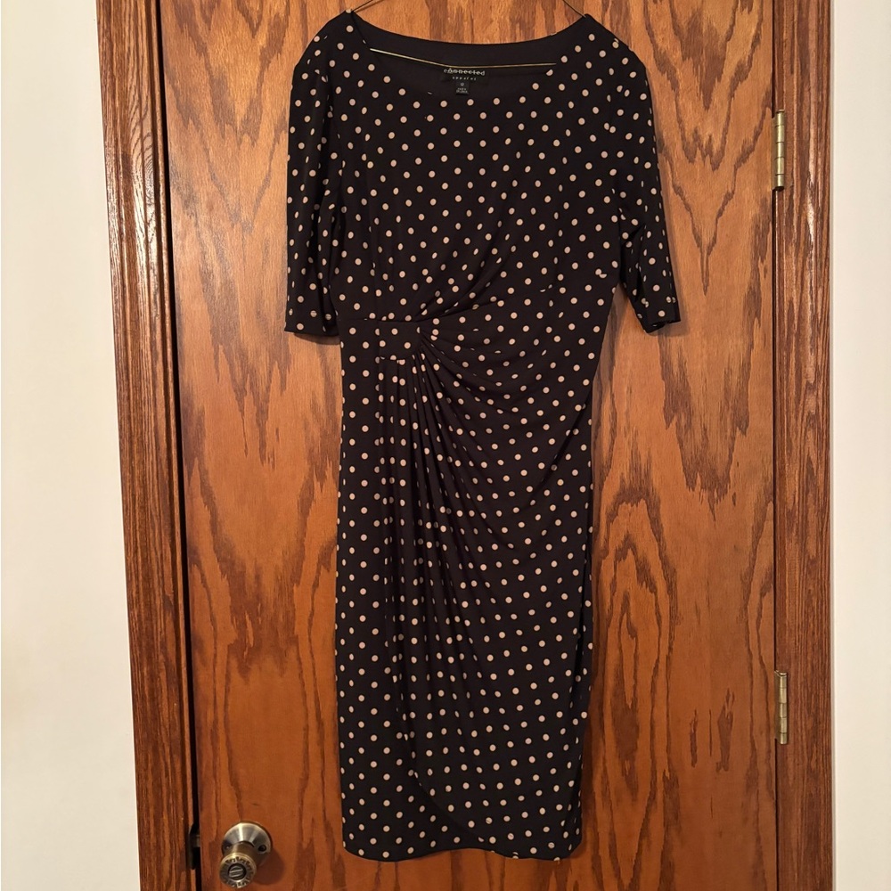 2/$20 NWOT Connected dress.  Size 12. Black w/ tan with polka dots.